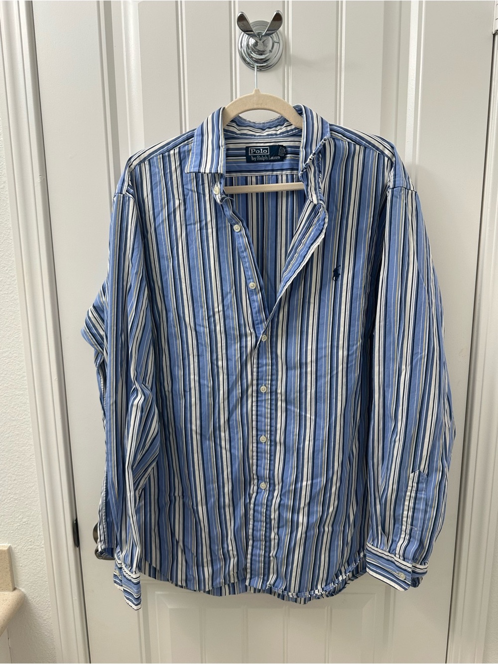 Polo by Ralph Lauren Blue & Yellow Vertical Stripe Button-Down Shirt